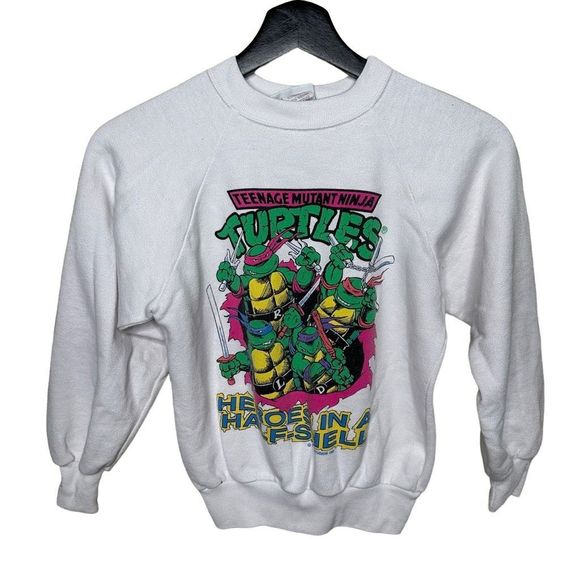 VTG Teenage Mutant Ninja Turtles TMNT 1990 Youth Medium Sweater - Picture 1 of 4